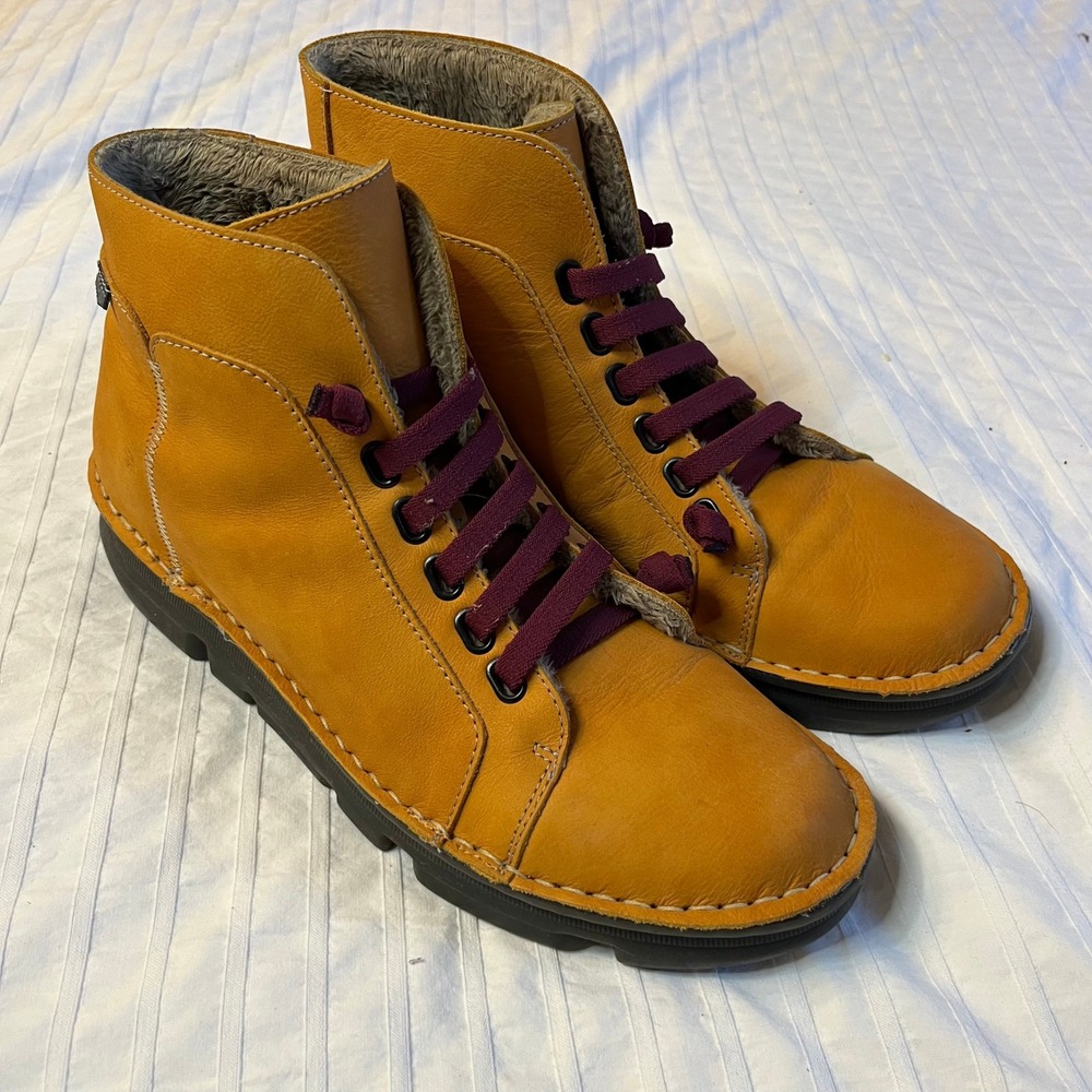ON FOOT Women's Touch Sneaker‎ Leather Fur Lined Lace Up Ankle Boots Size 41